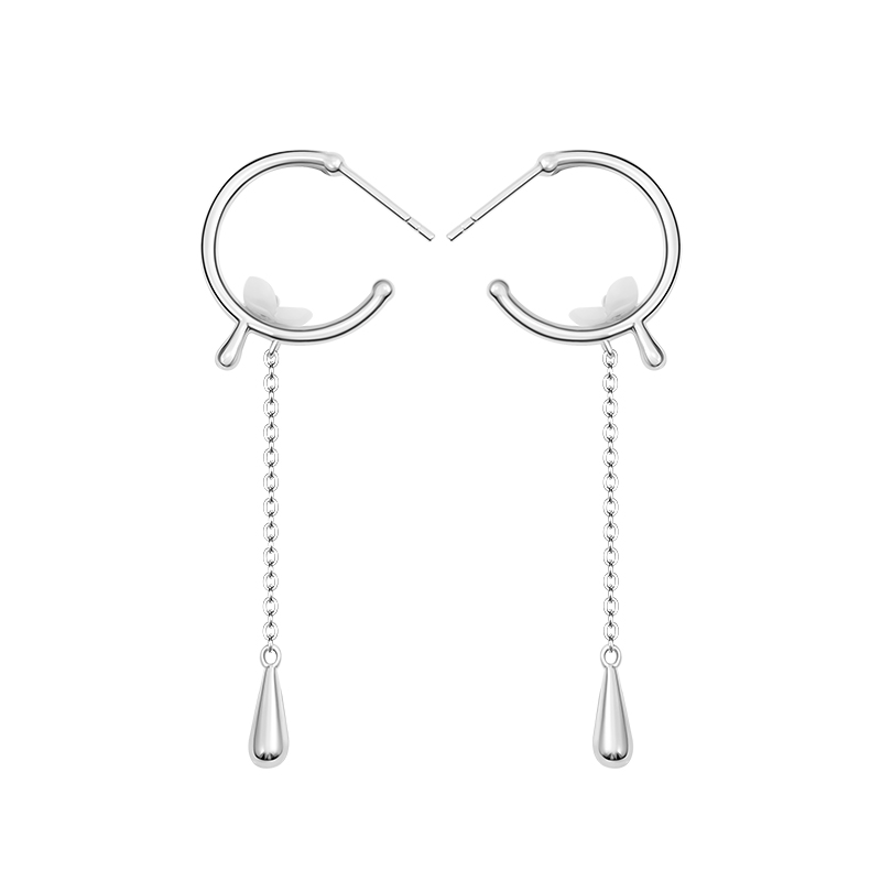 Thaya 925 Zilveren Vrouwen Oorbel Peachblossom Leuke Stud Earring Dangle Chain Party Prachtige Pendientes Fijne Sieraden: Default Title