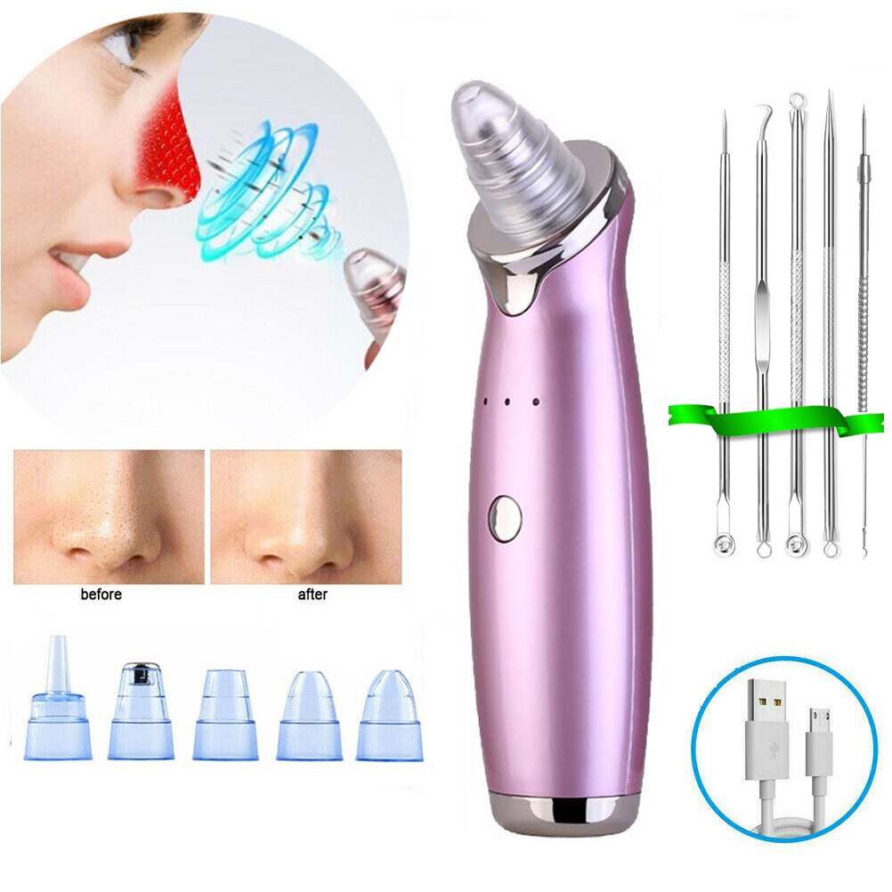 Facial Pore Nose Blackhead Vacuum Suction Machine Blackhead Remover Peeling Pore Cleansing Face Skin Deeply Cleaner (Rose Gold)
