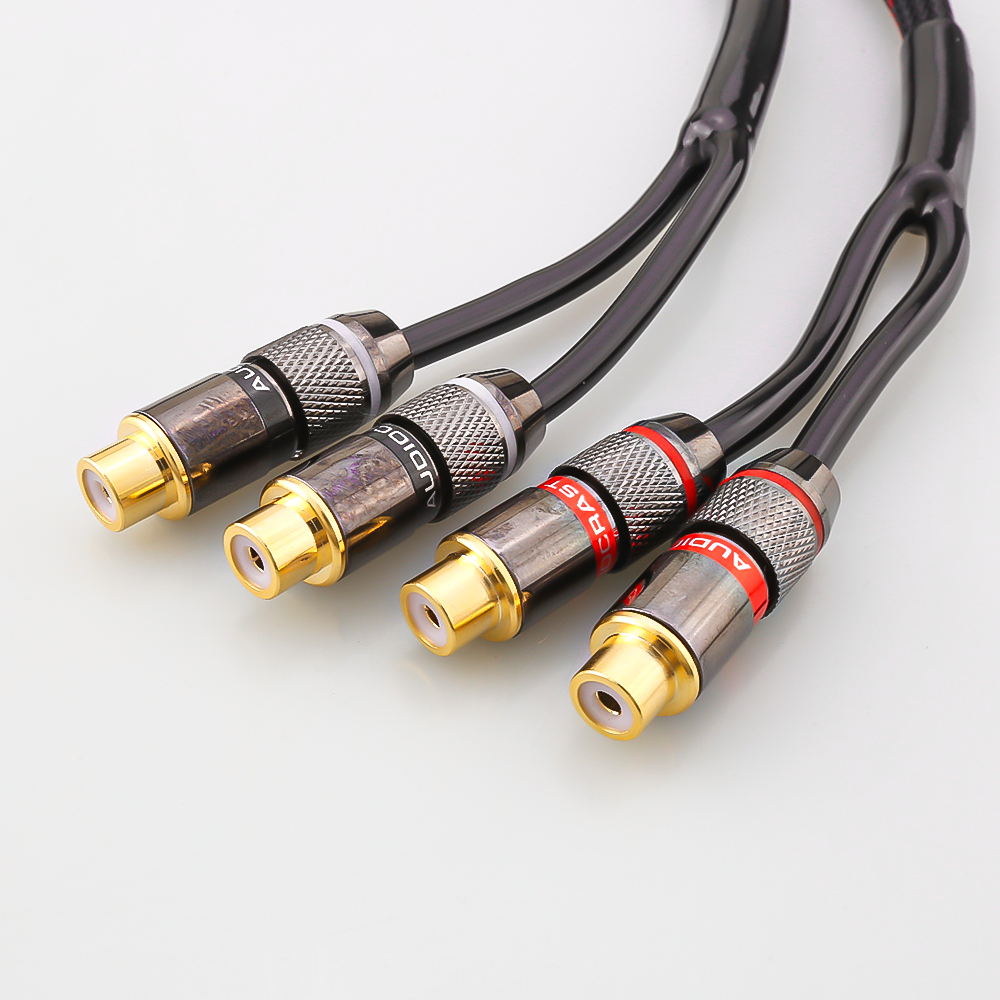 Câble Audio séparateur HiFi Y RCA mâle à 2 prises femelles, adaptateurs de connecteur RCA, cordon métallique pour amplificateur