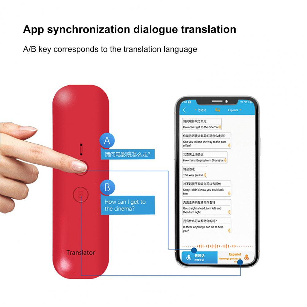 C-1 Bluetooth 5.0 Oplaadbare Snelle Verbinding Mini Draagbare Voice Multi-language Smart Vertaler Voor Overzeese Zakelijke Bijeenkomst