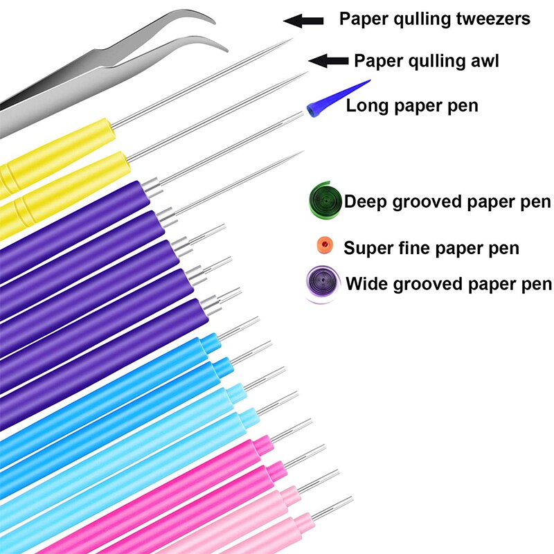 16 pezzi di Carta Strumenti di Intaglio Quilling Kit 7 Diverse Dimensioni Fatti A Mano di Rotolamento di Curling Ago Della Penna Quilling