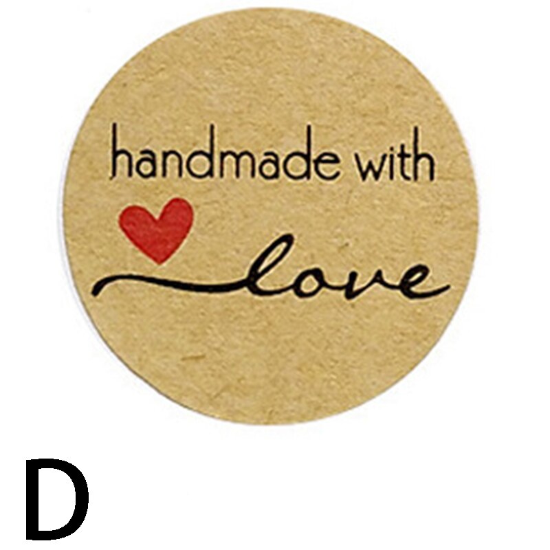 500Pcs/Roll Dia 1 Inch Ronde Craft Cookie Zakken Lijm Seal Sticker Envelop Label Dank U Met Liefde bakken Diy Label: D