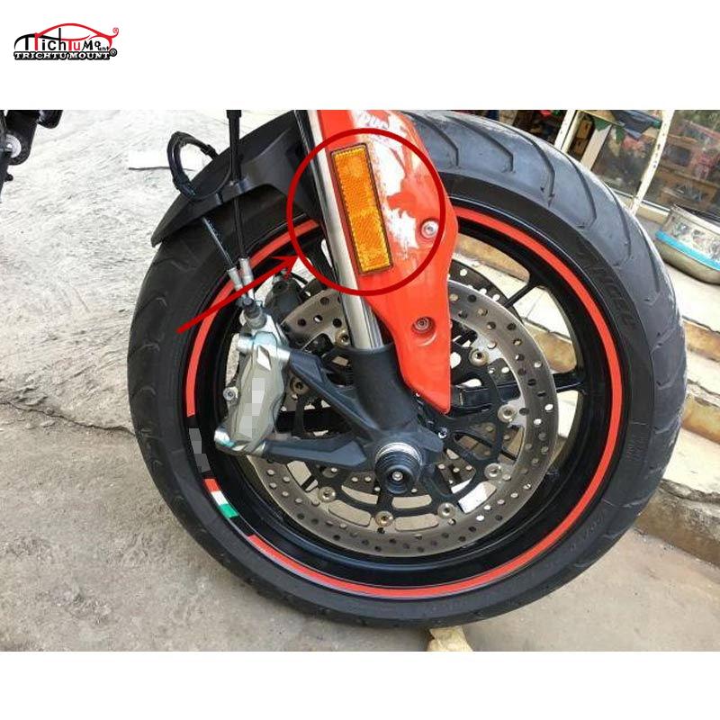 Reflector de pierna de horquilla delantera Universal, pegatina reflectante para Ducati, motocicleta, camión, remolque, autobús, accesorios de coche, amarillo,