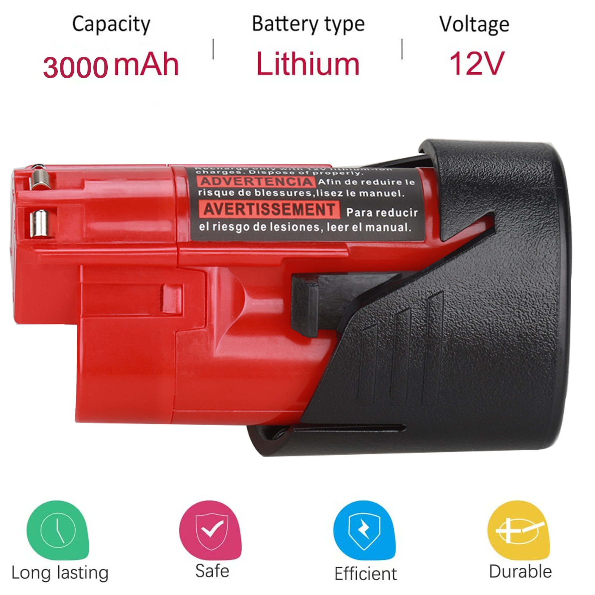 12v 3.0ah genopladeligt 3000 mah batteri til milwaukee  m12 xc trådløst værktøj 3000 mah 12 v batterier 48-11-2401 mil -12a- li