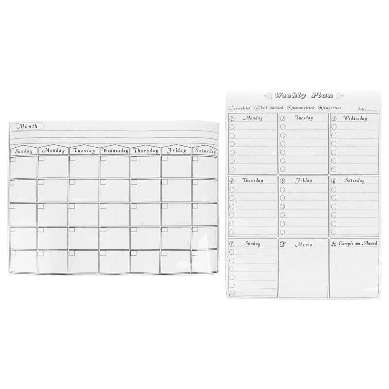 Calendario con pegatinas magnéticas para pared de frigorífico, planificador mensual, pizarra blanca, borrado para cocina, 42x30cm