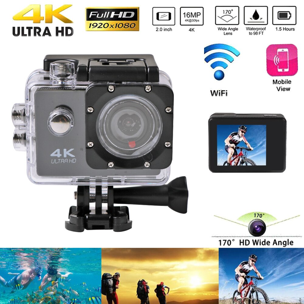 Sport Actie Camera Ultra Hd 4K 30 Fps Wifi 2.0-Inch 170D Onderwater Waterdichte Helm Video-opname Camera sport Cam