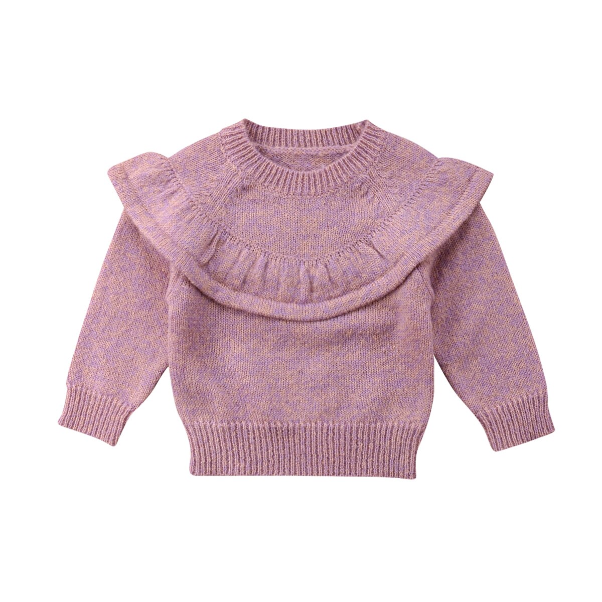 Meninas do bebê Manga Longa Ruffles Sólidos Sweater Jumper Para 6 12 18 24 Meses de Inverno Camisola Encabeça Roupas Casuais: 18 m