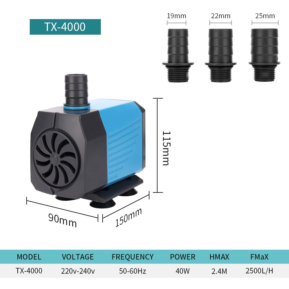 Submersible Multifunctional Aquarium Water Pump 220v Aquarium Tank Circulat Fountain Garden Pond Rockery Filter Pump Fish Tank: TX-4000 / EU PLUG