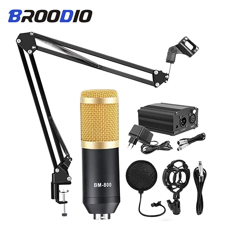 Karaoke microfoon studio  bm 800 condensatormicrofoon bundel opname geluidskaart stemvervormer fantoomvoeding kits voor computer