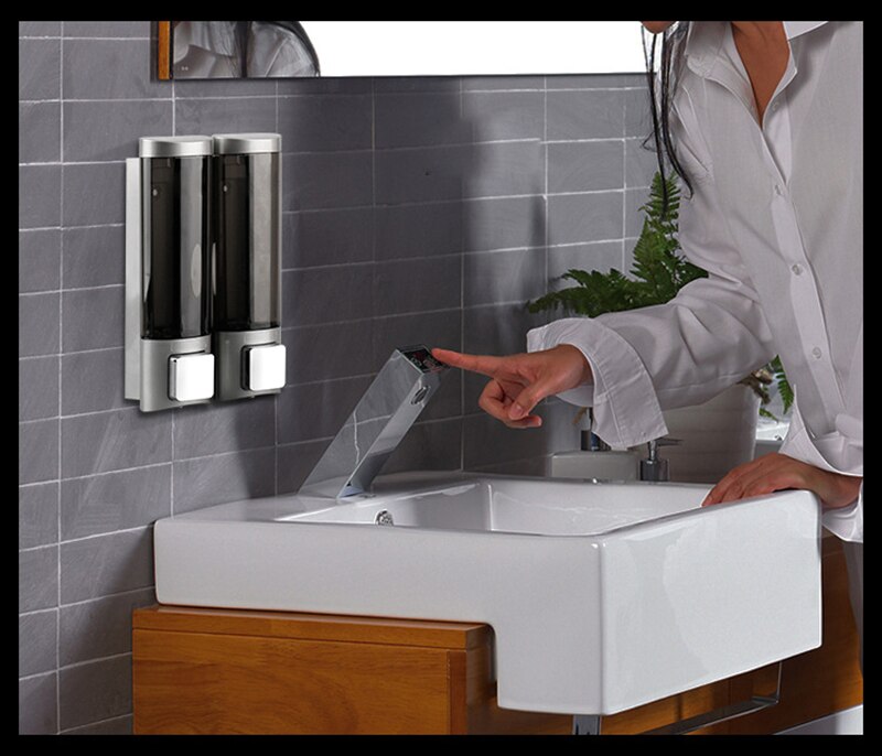 Veggmontert manuell såpedispenser sanitizer flaske sjampo flaske dårlig flytende boks baderomsutstyr maskinvare