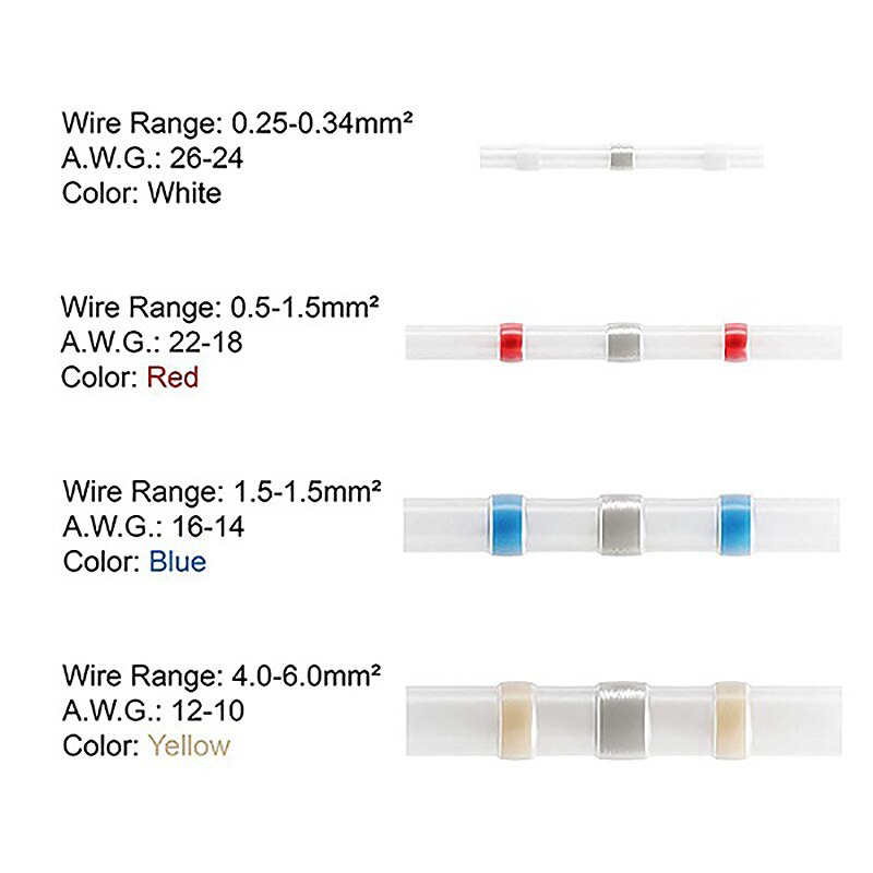 300PCS Car Solder Seal Butt Connectors Kit, Heat Shrink Butt Connectors, Waterproof and Insulated Electrical Wire Terminals