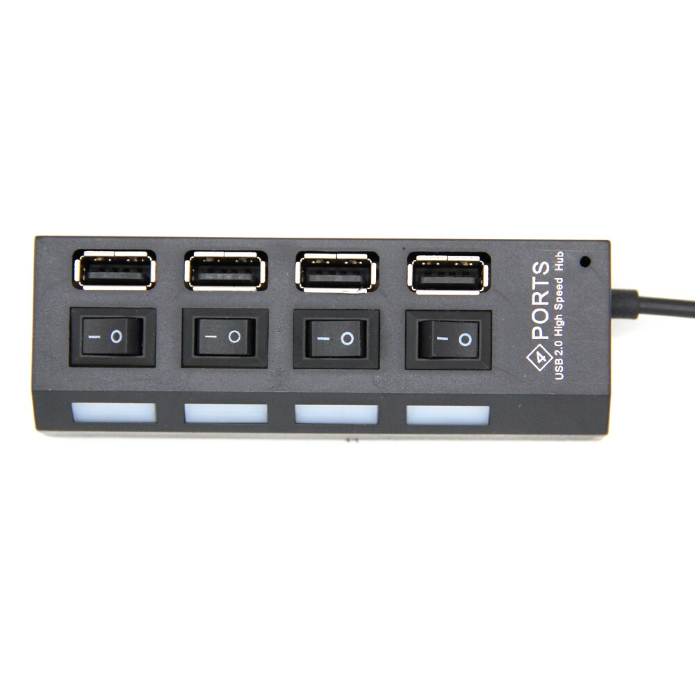 Mini USB 2,0 con 4 puertos, concentrador de carga USB 2,0, divisor con interruptor de encendido/apagado para tableta, ordenador portátil, Notebook, luz LED