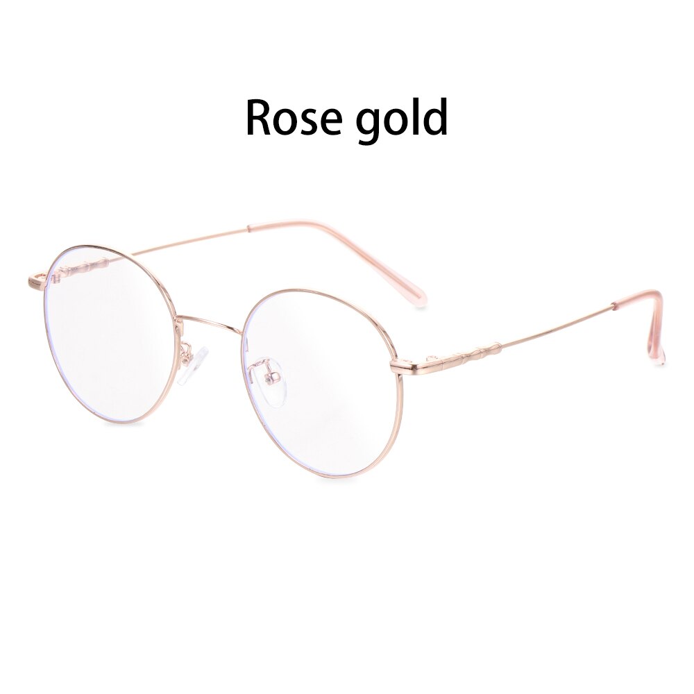 1 ud. De gafas redondas de Metal Vintage de gran tamaño, montura de gafas ópticas, montura de gafas de visión, gafas de cuidado, antirreflejo: Rose gold