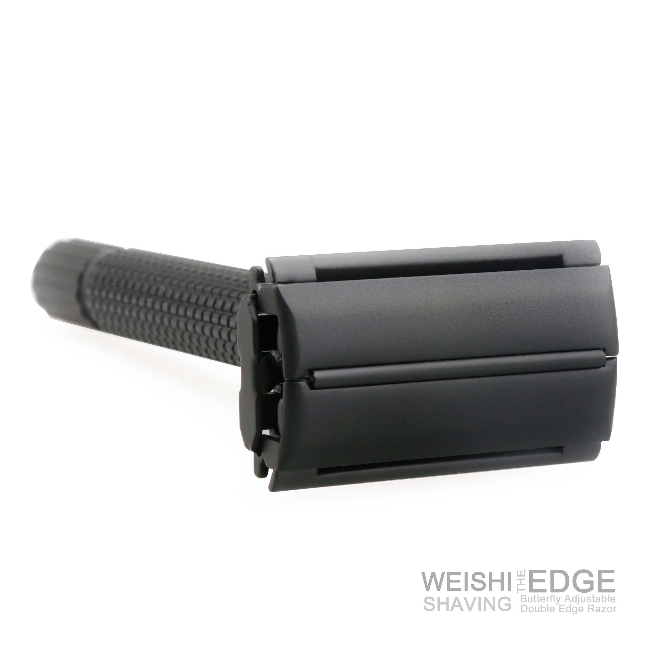 WEISHI Nostalgic Adjustable Butterfly Open Double Edge Safety Razor Matte Black