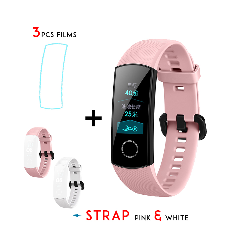 Original Huawei Honor Band 4 Standard Version Smart Wristband Color Screen Touch Pad Heart Rate Sleep Snap Monitor: Pink n pink n white