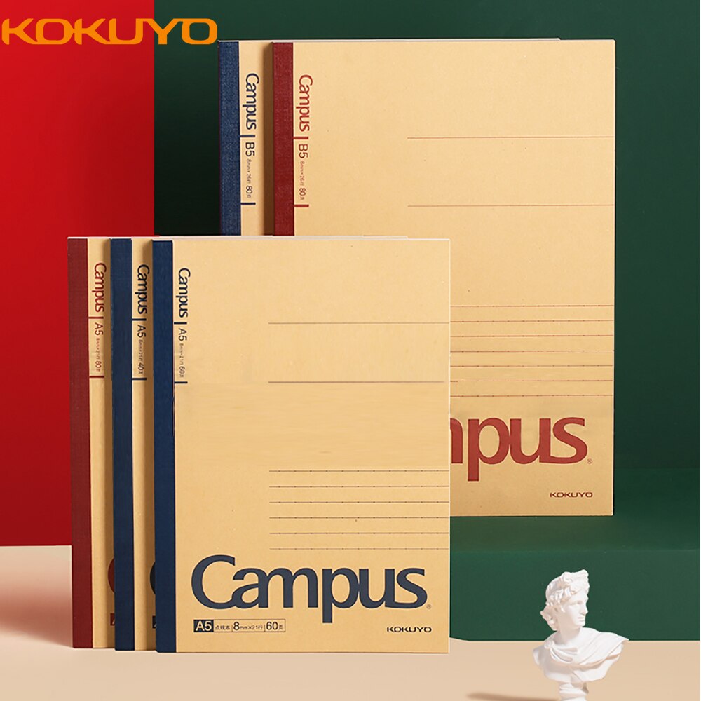 2 pcs Japan KOKUYO Wireless Binding Book Campus Kraft Paper Cover Binding Book Students Use Retro Dotted Notepad