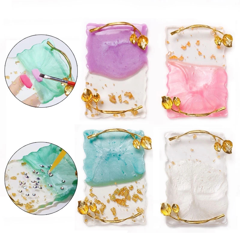 1pcs Paint Palette Resin Agate Stone Nail Art Color Gel Polish Pallet Nail Display Board Showing Shelf Manicure Tool