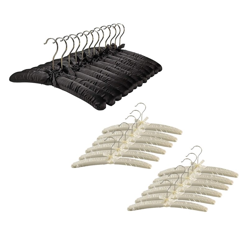 15Inch Large Satin Padded Hangers With Gold Hooks ,Silk Hanger For Wedding Dress Clothes,Coats,Suits,Blouse