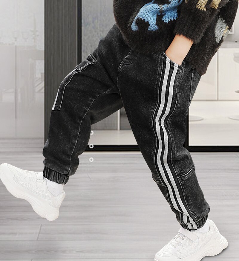 Jeans For Boys Solid Jeans Pants For Boys Velcro Cargo Pants Kids Jeans Boy Spring Autumn Casual Teenage Clothes For Boys