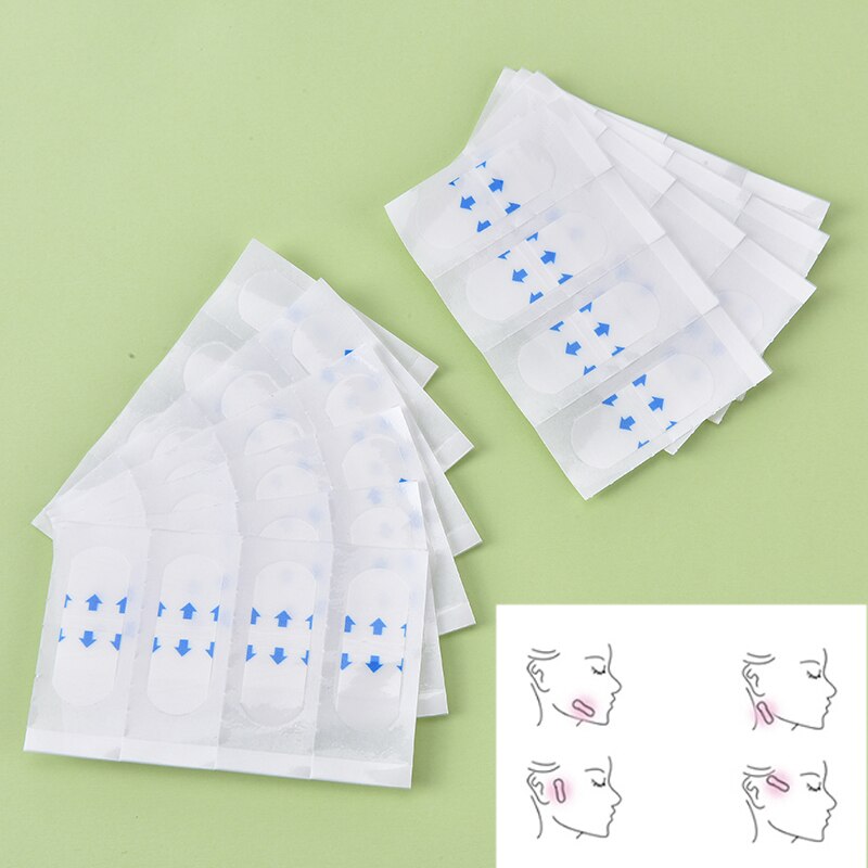 Herramientas de Estiramiento facial de maquillaje, adhesivo para cara delgada, adhesivo Invisible para levantar la barbilla, cinta médica, 40 Uds.