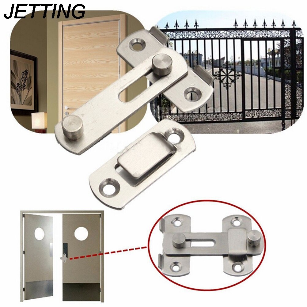 Jetting 1 Set Rvs Gate Deur Bolt Klink Slide Lock Hardware + 4 Stuks Schroef Voor Thuis Veiligheid