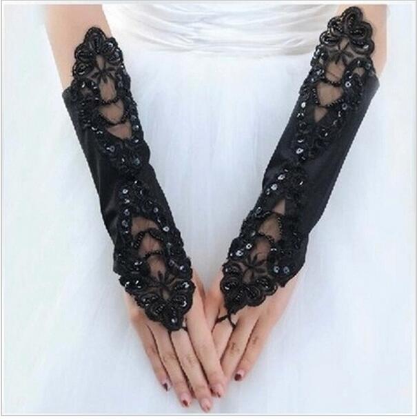 Gants de mariage femmes blanc sans doigts gants de mariée longue dentelle gant mariage femme gants de fête accessoires Luvas de mariage