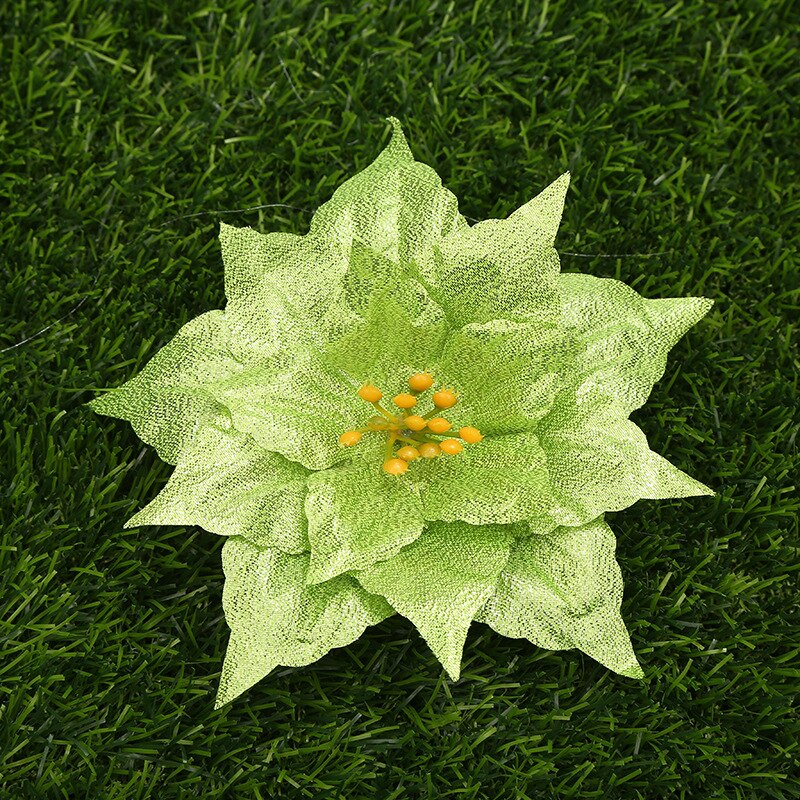 Vrolijk Kerstfeest Ornament 13Cm Bloem Hoofd Glitter Kunstzijde Bloem Voor Jaar Woondecoratie Diy Bruiloft Bloem Hoofd