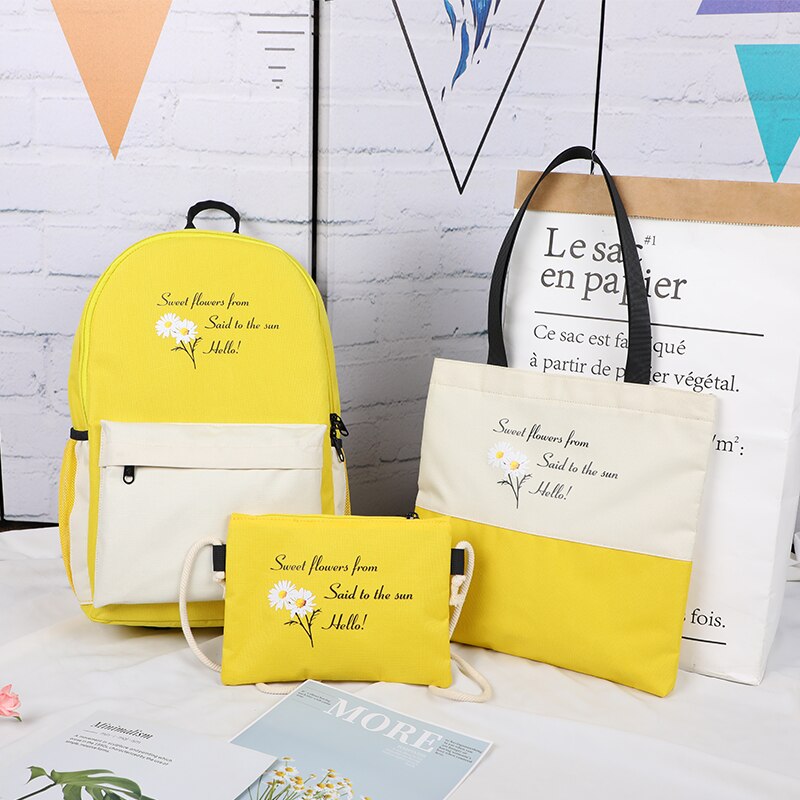 Trend Female Backpack Women Backpacks Shoulder Bags Cute Teenager Girl School Bag Female Student Bag Mochila: Yellow