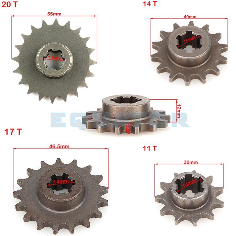 Caja de engranajes de embrague delantero, piñón para 47cc 49cc, 2 tiempos, ATV, Quad Dirt Pocket, Mini bicicleta de Motor, T8F, 11T, 14T, 17T, 20T