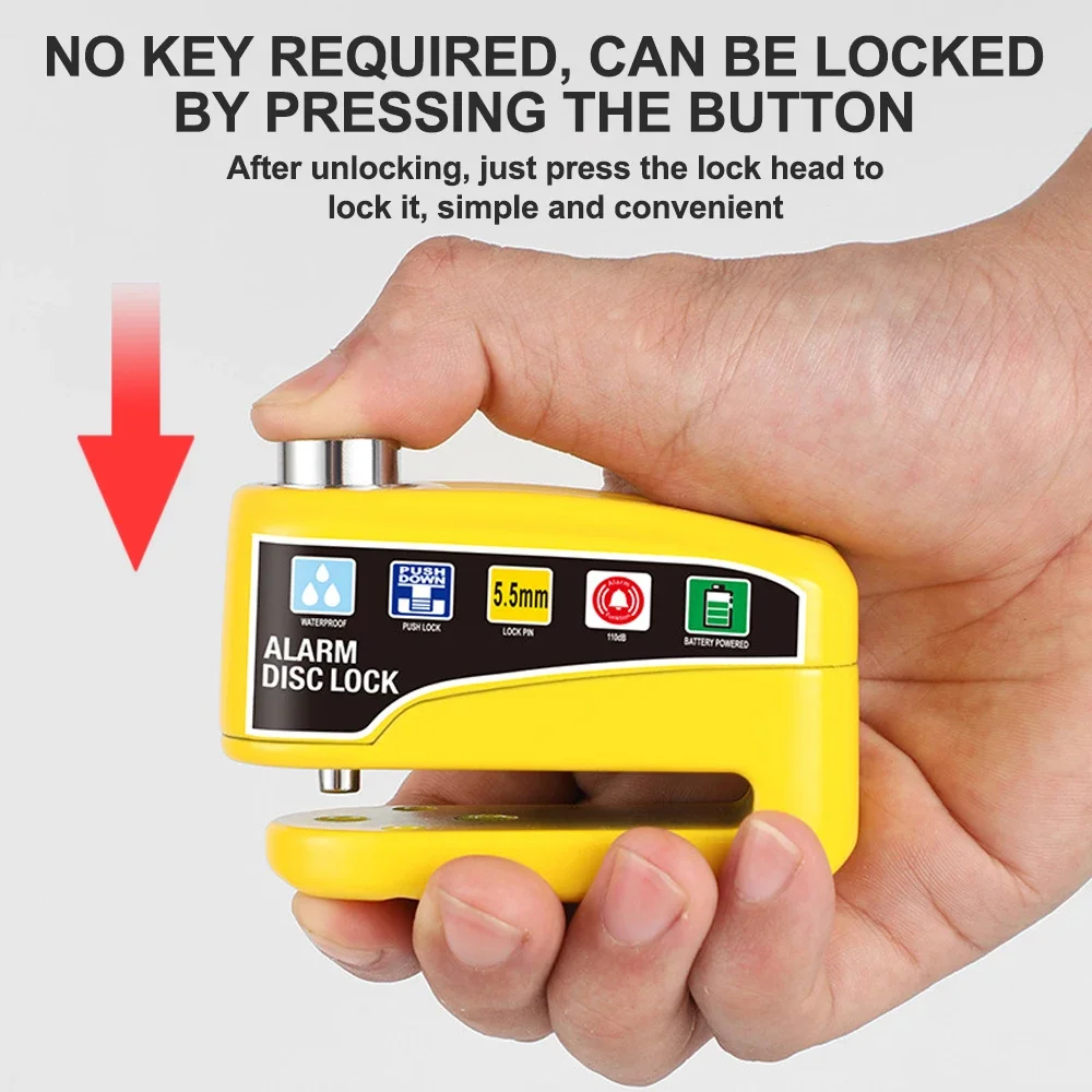Motorcycle Alarm Wheel Disk Brake Lock with Keys Bicycle Alarm Disc Brake Electric Lock Anti Theft for Bicycle Motor Scooter