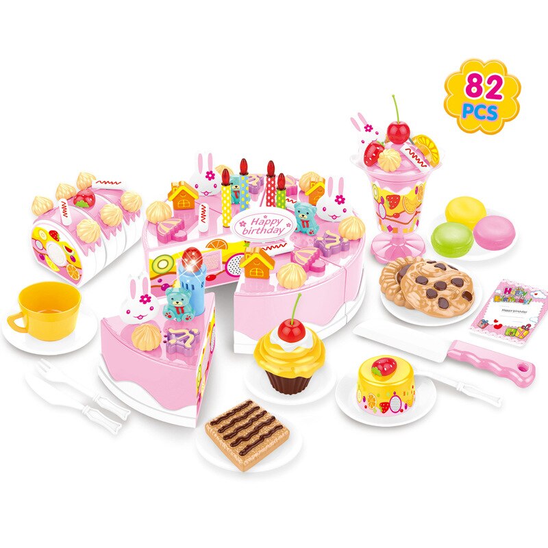 Mädchen simulation küche lebensmittel spielzeug 37-75 stück set DIY pretend zu spielen cut kuchen spielzeug geburtstag kuchen mit musik licht mädchen: 14