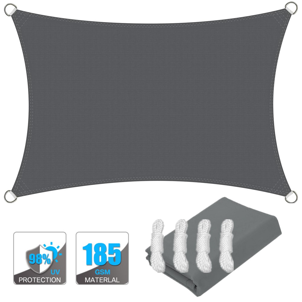 Waterproof Sun Shade Sails Rectangle Canopy 98% UV Block Sun Shelter for Patio Garden Outdoor Facility and Activities Top Tents: 2*2.6 / Burgundy