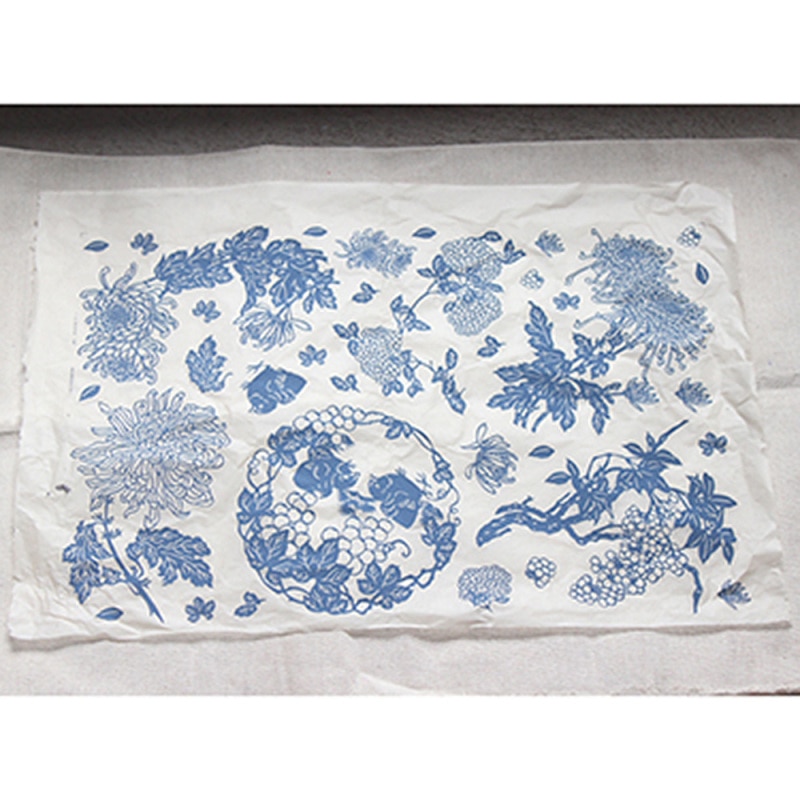 Underglasur farve blå og hvide mærkater diy håndværk overførsel papir keramik farver figur blomsterpapir