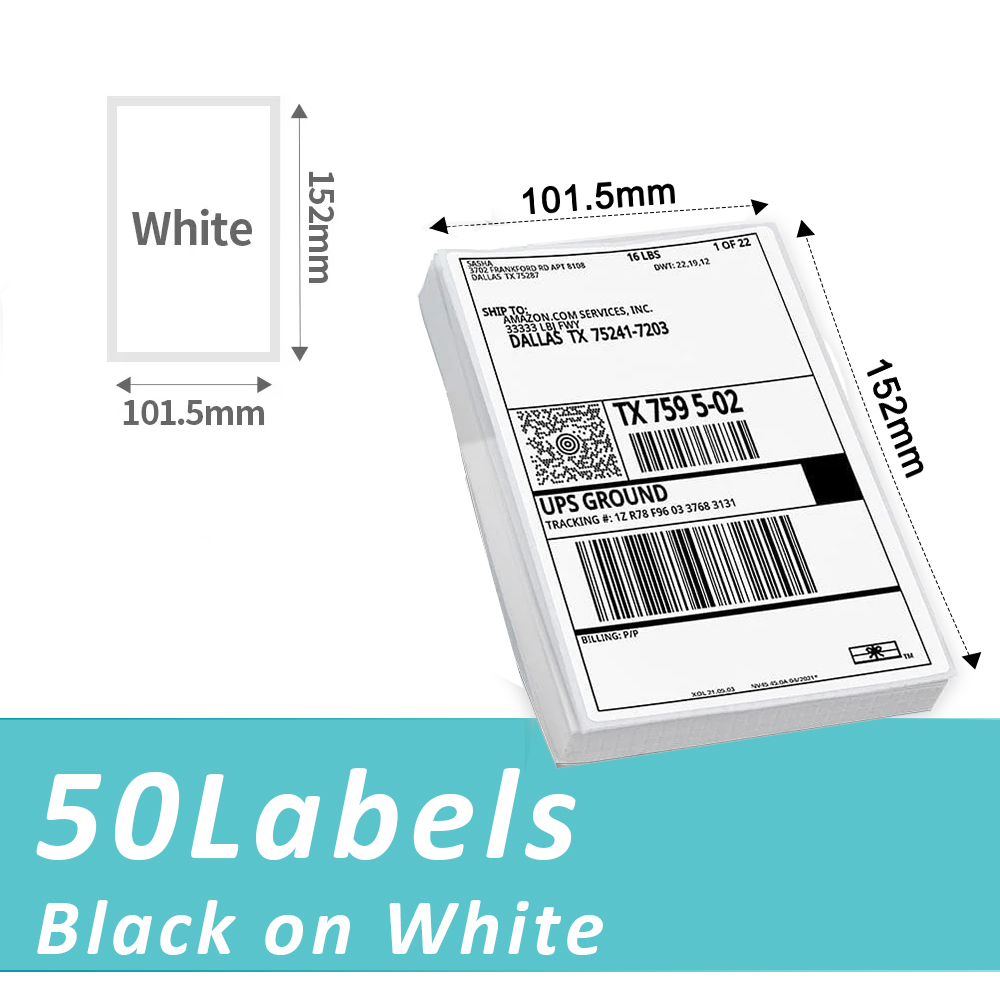 Phomemo A6 Größe 4x6'' Versandetiketten FanFold Papier 241BT 246S D520 DYMO 4XL Zebra Munbyn für Logo Barcode