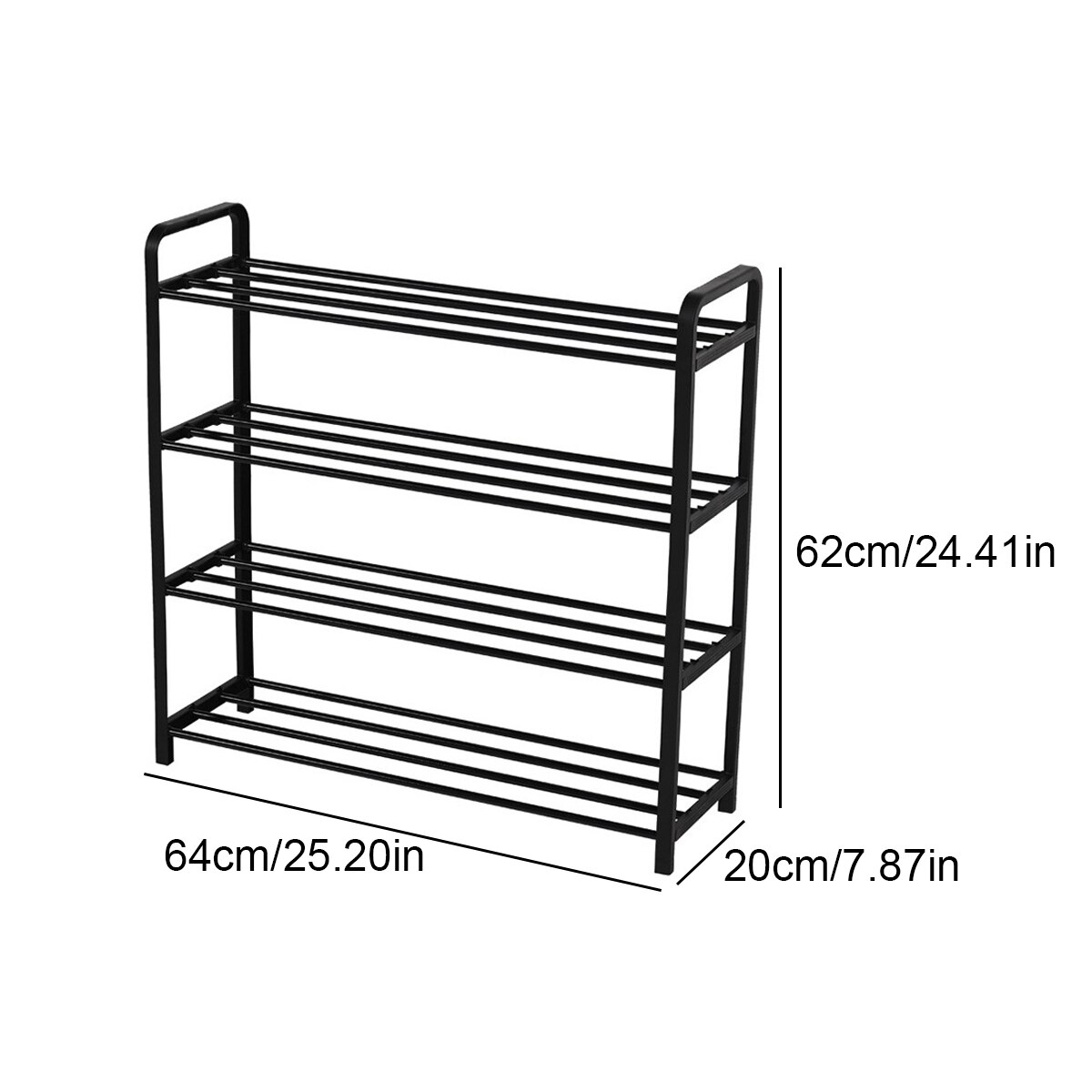 4/5 Tiers Schoenenrek Stalen Pijp Afneembare Stofdicht Schoenenrek Organizer Schoenen Ruimtebesparend Stand Kast Plank: 4-Tier Black