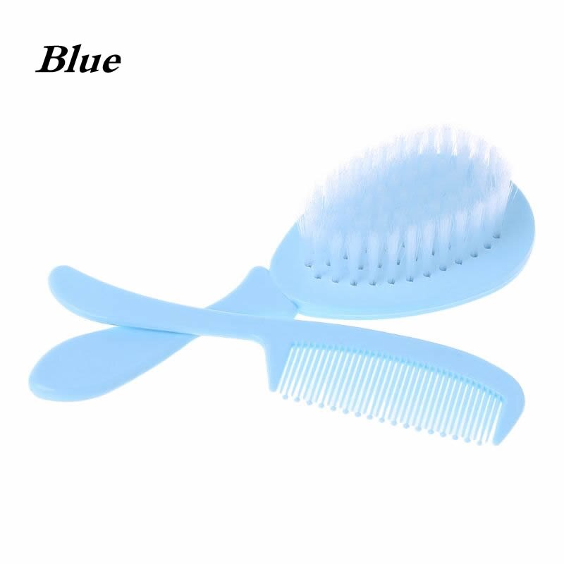 1 Set Baby Comb Brush Nursing Supplies Bathing Washing Hair Soft Bristle Round Tip Safe Head Massage Grooming: Blue