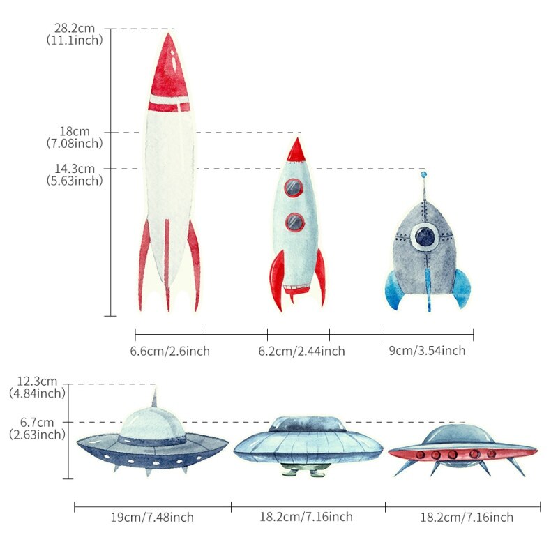 Fluorescent Luminous space Planets rocket stars glow in the dark home decor UFO astronaut Wall Stickers for kids baby room