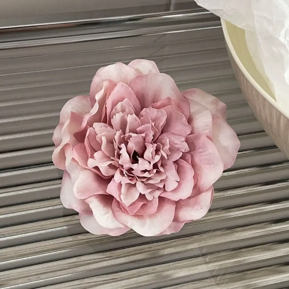 Söt blomma pion blomma hårspänne stora hårspännen håraccessoarer konstgjorda blommor hårnålar bohemiska sidohårspännen bröllop: Röd