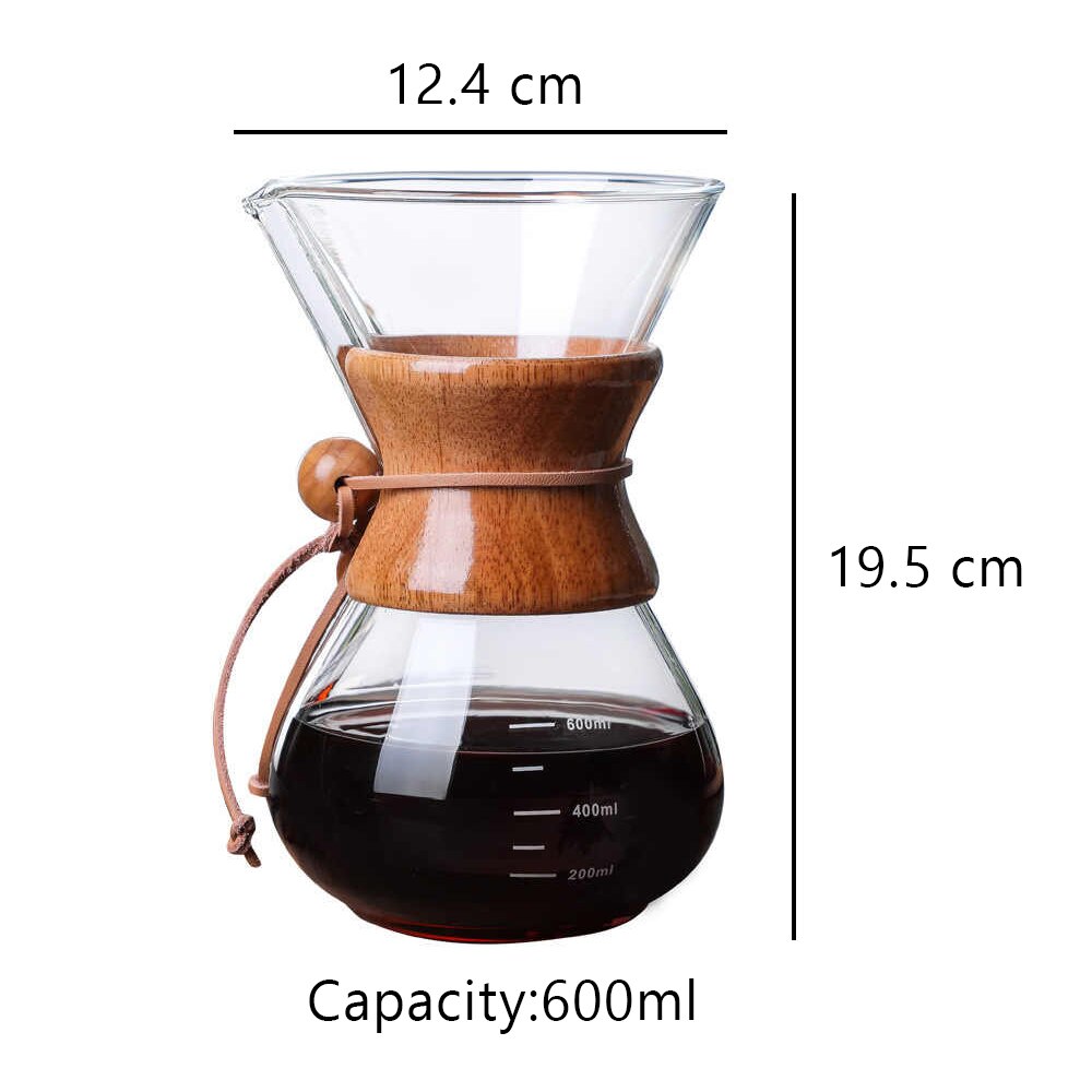 600ml Resistant Glass Coffee Maker Pour-over Coffee Pot Espresso Italian Coffe Machine Moka Pot Used With Stainless Steel Filter: TYPE B