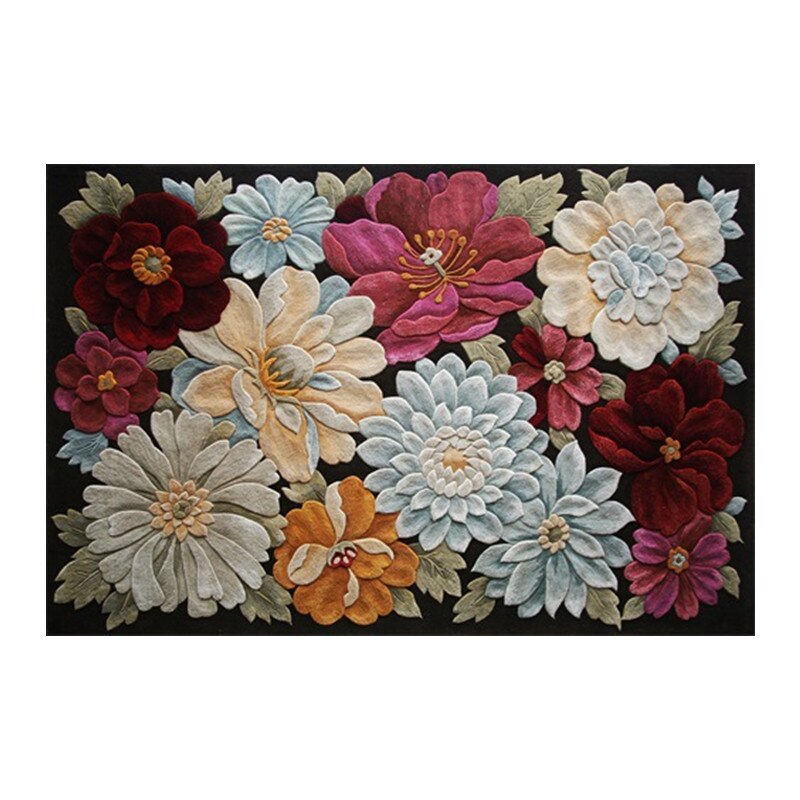 Klassisk 3d blomster mønster trykt europæisk stil tæppe bløde tæpper til stuen skridsikker tæppe gulvmåtte dørmåtte