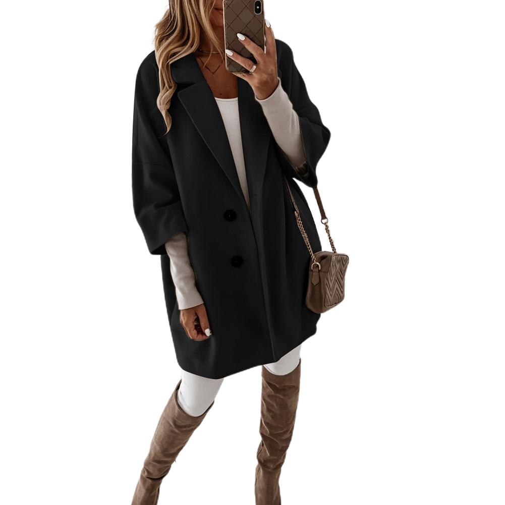 Manteau Printemps Femme Laine Mélangée Col Écharpe - Veste Ample Élégante Polyvalente