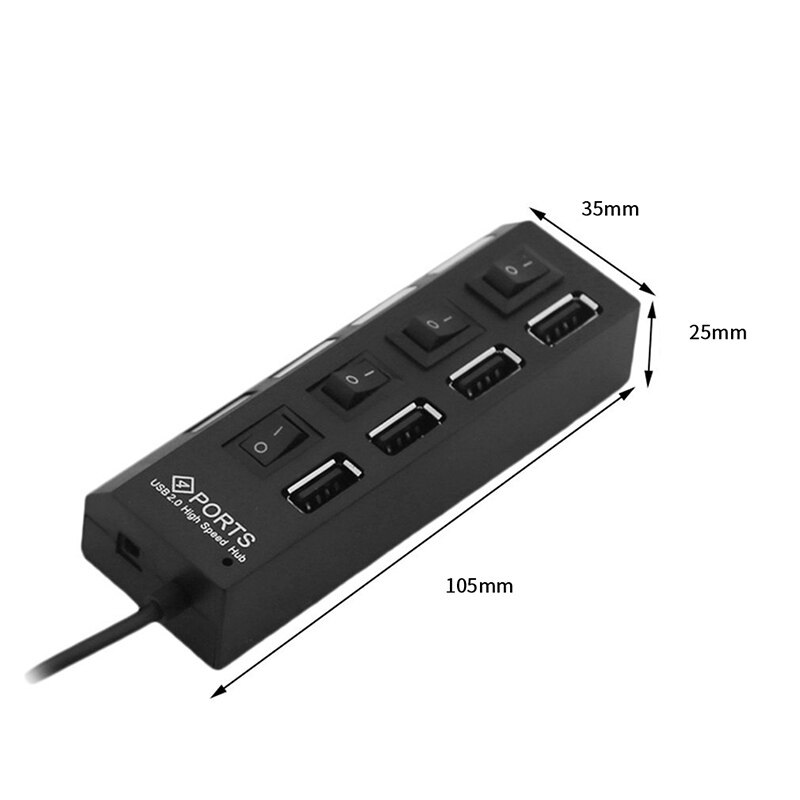 Robotsky usb 2.0 hub 4 portas de alta velocidade divisor usb com led indicador de ligar/desligar interruptor para desktop notebook portátil