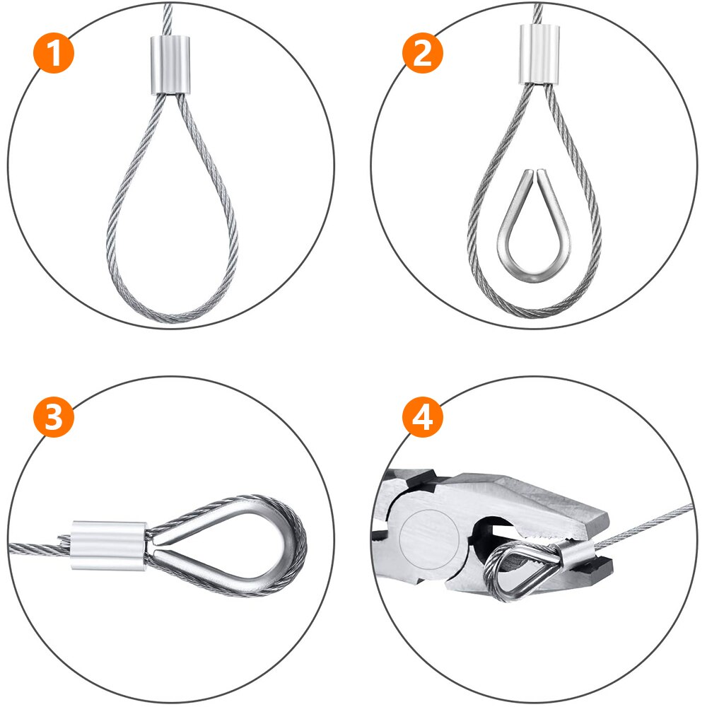 Wire Rope Cable Hooks Stainless Steel Cord Hanging Kit