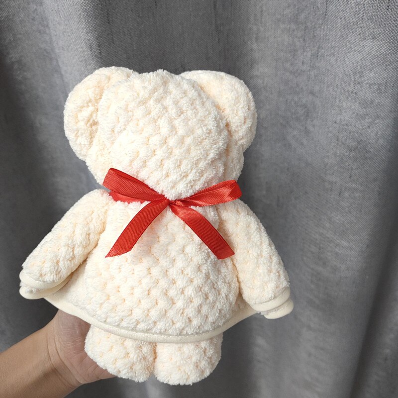 Ensemble de serviettes de bain de luxe en velours, molleton, forme d'ours, avec boîte, séchage rapide, en microfibre, de mariage, de fête