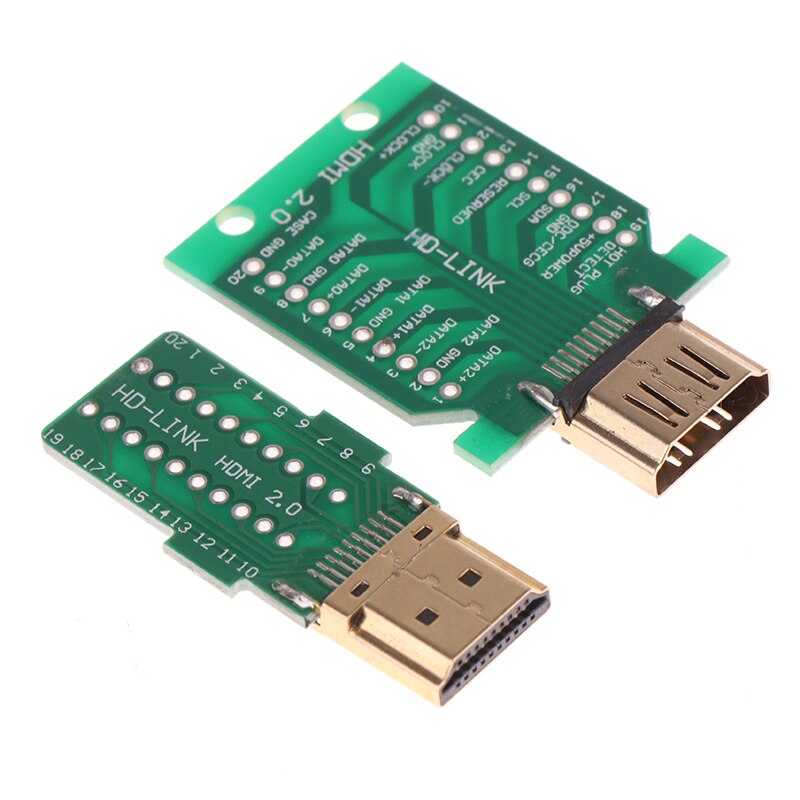 1pcs DIY Standard HDMI Welded Male Plug Female Jack 19Pin Cable Connector 19+1 Gold-plated Repair Plug