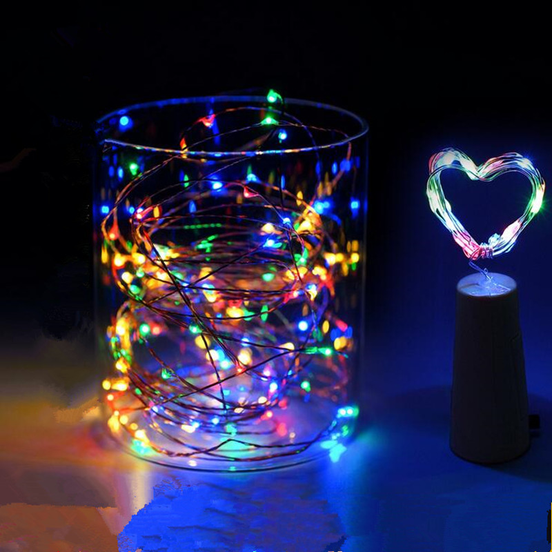 Zilveren koperdraad fleskurk stop led-lichtsnoer huisdecoratie 75cm lengtes gloeiend feest bruiloft verjaardag