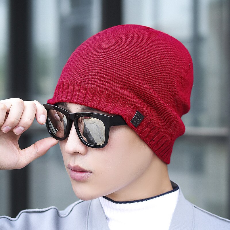 Gorro de lana merina australiana para hombre, gorro ligero y cálido con Calavera, 100%: Red