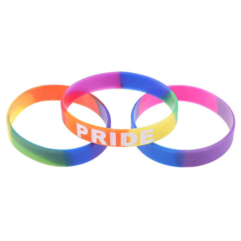 10 soorten unisex lgbt regenboog letters sport polsbandje gay lesbische pride siliconen rubber polsbandje armband feest parade