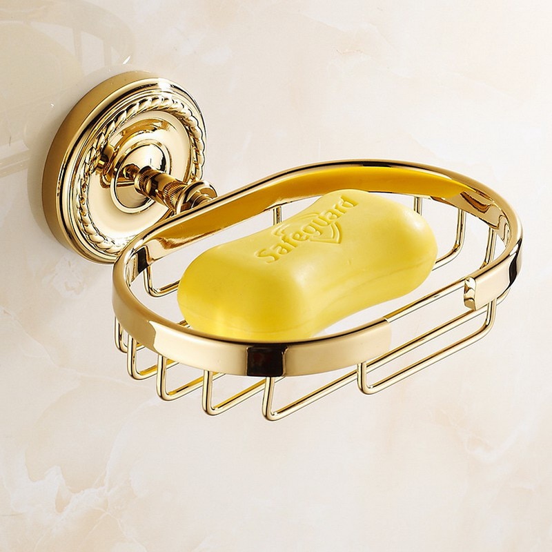 Guld mässing, hårdvara för badkar, badrumstillbehör badrumshylla, tvålkopp, toalettpappershållare, tvålautomat, mantelkrok kxz 009