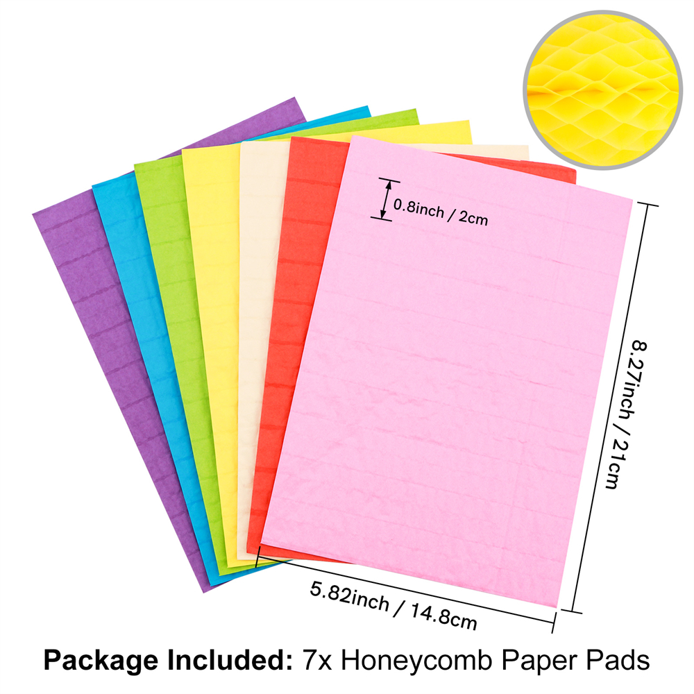 Almohadillas de papel de panal para manualidades 3D DIY y tarjetas emergentes Almohadillas de tejido de panal Colores surtidos para proyectos de manualidades Cumpleaños Añadir diversión: Amarillo claro